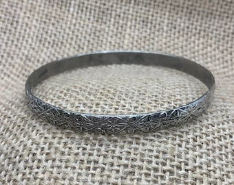 Vintage Sterling Silver Bangle, Stackable Bangle. Silver Bangle for Women, Everyday Bangle, Birthday Gift for Mom, Wife, Mother's Day