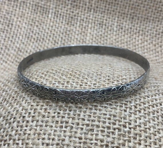 Vintage Sterling Silver Bangle, Stackable Bangle.… - image 1