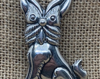 Vintage 3D Sterling Silver Scottie Dog Pin Brooch