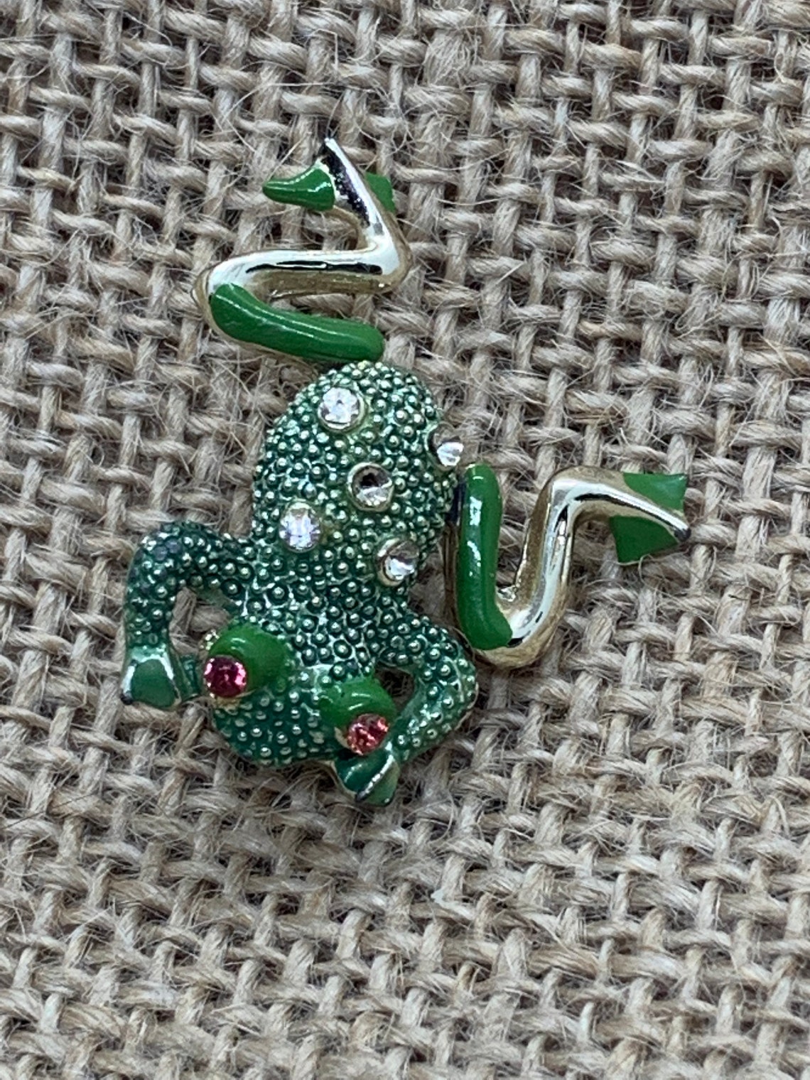 Vintage Enamel Frog Pin Green Enamel Frog Pin With - Etsy