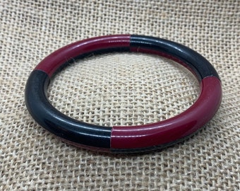 Clearance- Vintage Two Tone Bangle, Vintage Bangle, Maroon Bangle, Black Bangle, Plastic Bangle, Birthday Gift for Mom, Wife, Gift for Women