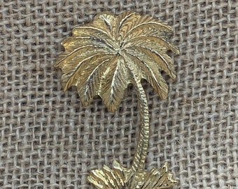 Tropical Palm Tree Brooch, Golden Palm Tree, Hawaiian Brooch, Vintage Pin, Palm Tree Jewelry, Birthday Gift for Mom, Wife, Mother's Day