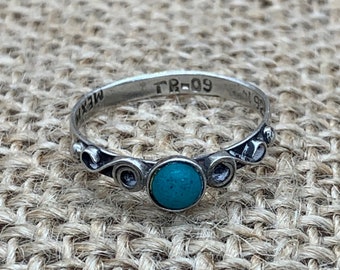 Vintage Sterling Silver Turquoise Ring, Southwestern Style, Size 5