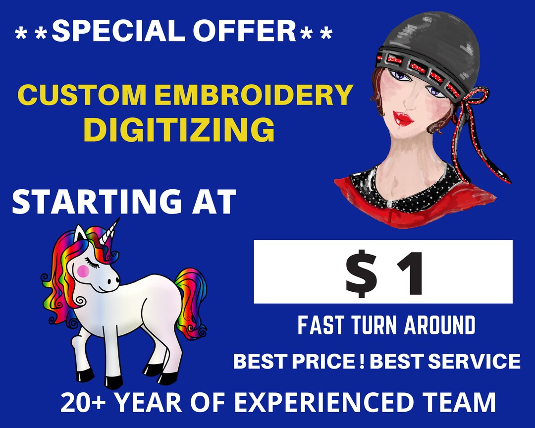 Custom Embroidery Digitizing / Custom Embroidery Pattern/ Custom