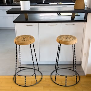 verKORKst Premium Champagne Bar Stool made of cork and metal * Customizable * Vintage Muselet Design * Made in Portugal