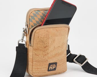 Capa de celular de cortiça para usar no pescoço * Vegana * Bolsa transversal para celular * Feita à mão em Portugal