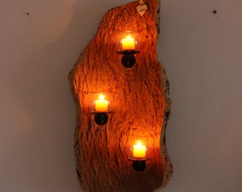 verKORKst Premium wandkaarsenhouder van kurkschors voor binnen en buiten * rustieke wanddecoratie * exclusieve vintage wandkaarsenhouder