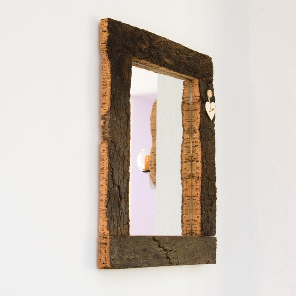 verKORKst Miroir mural haut de gamme en liège * miroir rustique en bois pour toilettes, WC, salle de bain * miroir vintage de style maison de campagne * miroir suspendu