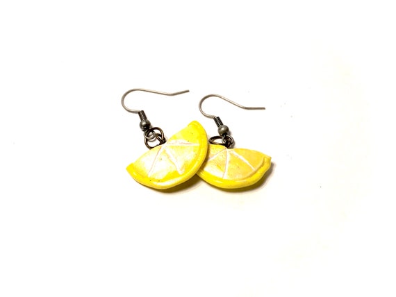 Polymer clay lemon earrings deals