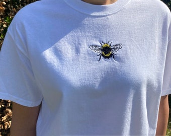 Embroidered Bee T-shirt/ Tee, Bumble Bee, Nature, Cotton, Cute, Honey Bee, For Him, For Her, Bee Lover, Unisex, Crewneck