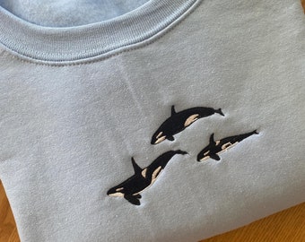 Orca Whale Embroidered sweatshirt,  Embroidered Orcas Sweatshirt, Orca Whale Shirts, Ocean Shirts, Fish Shirts, Gift for her, Gift for Him