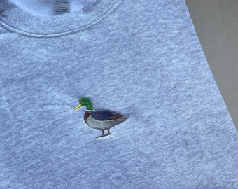 Duck Embroidered Sweatshirt, Jumper, British wildlife, Mallard duck, For Her, For Him, Crewneck, Cotton, Funny, Comfy, Present, Duck