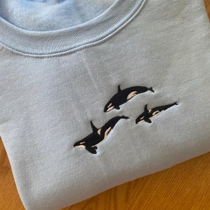 Orca Whale Embroidered sweatshirt,  Embroidered Orcas Sweatshirt, Orca Whale Shirts, Ocean Shirts, Fish Shirts, Gift for her, Gift for Him