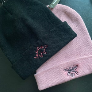 Embroidered Beanie, Dinosaur, Bumble Bee, Super Soft Unisex, Winter Hat, Dino, Comfy, Hat, Personalised