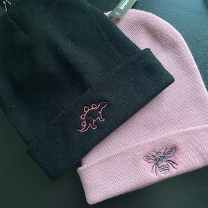 Embroidered Beanie, Dinosaur, Bumble Bee, Super Soft Unisex, Winter Hat, Dino, Comfy, Hat, Personalised