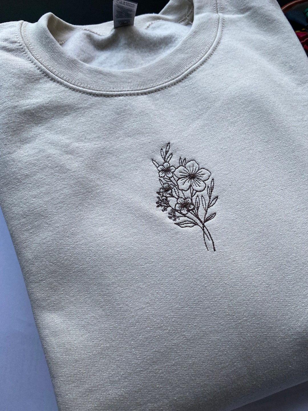 Floral Embroidered Sweatshirt: Wildflower Bouquet, Cosy Crewneck - Etsy