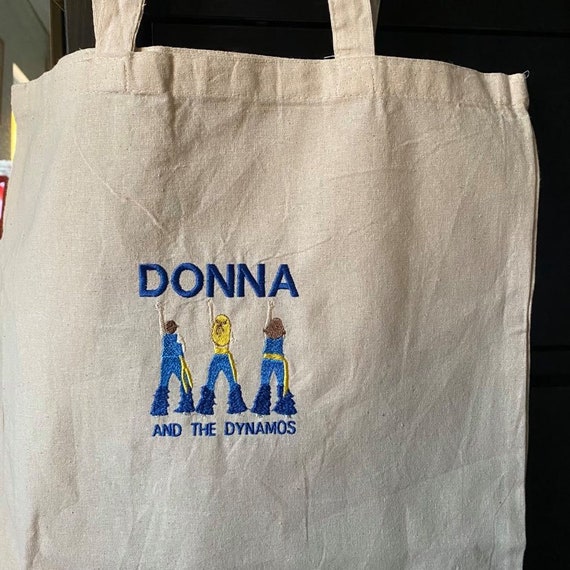 Donna and the Dynamos Embroidered Tote Bag, Shopping Bag, Cotton Tote Bag,  Market Bag, Gift, Christmas, Present, 