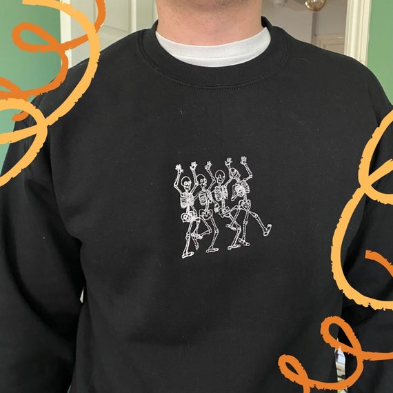 Dancing Skeleton Embroidered Sweatshirt/ Jumper Halloween - Etsy