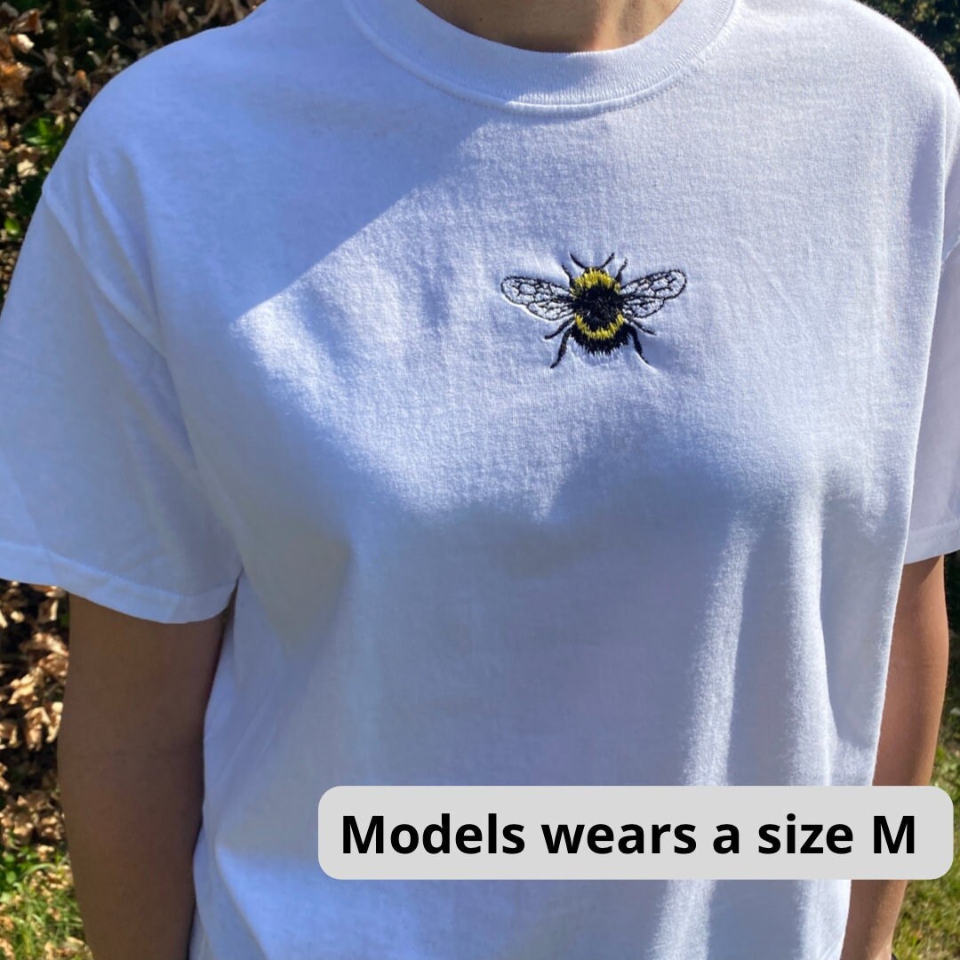 T-shirt/T-shirt brodé abeille, Bourdon, Nature, Coton, Mignon