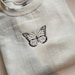 Butterfly Embroidered Button-Up Shirt with Puff Sleeves - Beige