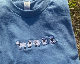 Sheep Embroidered Tshirt, Farm, Animals, Unisex, Oversized, Countryside, Farmer, Comfy, Christmas, Gift, Jumper, Countrylife, Tee