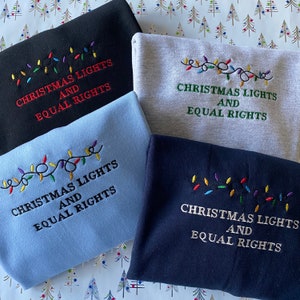 Sudadera bordada con luces navideñas e igualdad de derechos, feminismo, jersey navideño, poder femenino, sudadera, luces de hadas, unisex, feminista