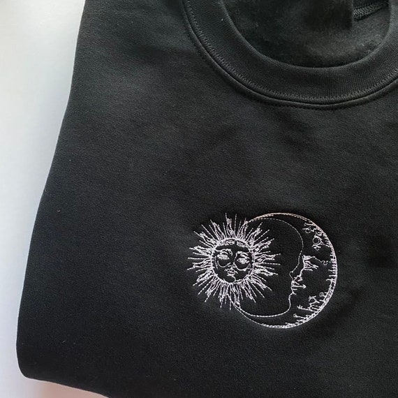Sun and Moon Embroidered Sweatshirt/jumper, Celestial, Boho, Unisex,  Oversized, Crew Neck, Loungewear, Christmas, Present, Cotton, Polyester -  Etsy