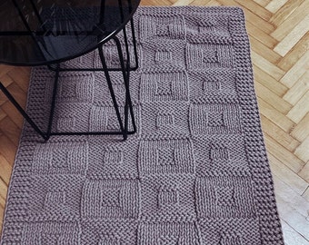 Handmade carpet made of 100% cotton, rectangular carpet, cozy carpet