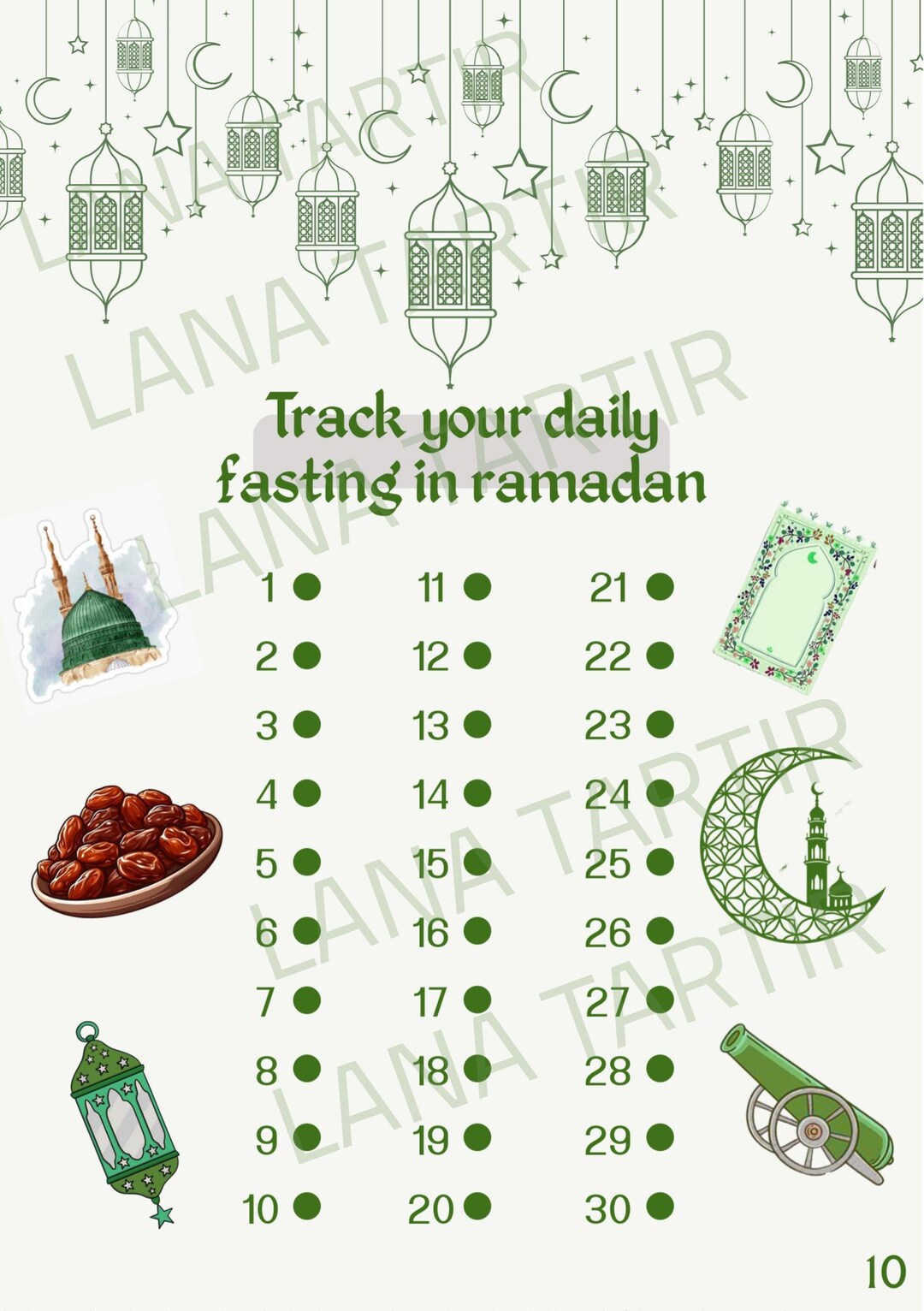 Daily Fasting Tracker Printable | Ramadan Fasting Checklist | Islamic ...