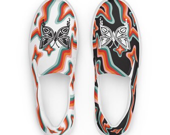 Women’s Mismatched Retro Butterfly slip-on canvas shoes