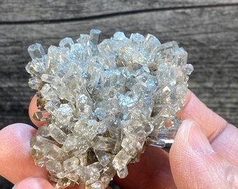 Stunning Clear Columnar Hexagonal Calcite Shiny Crystal Clusters On Matrix