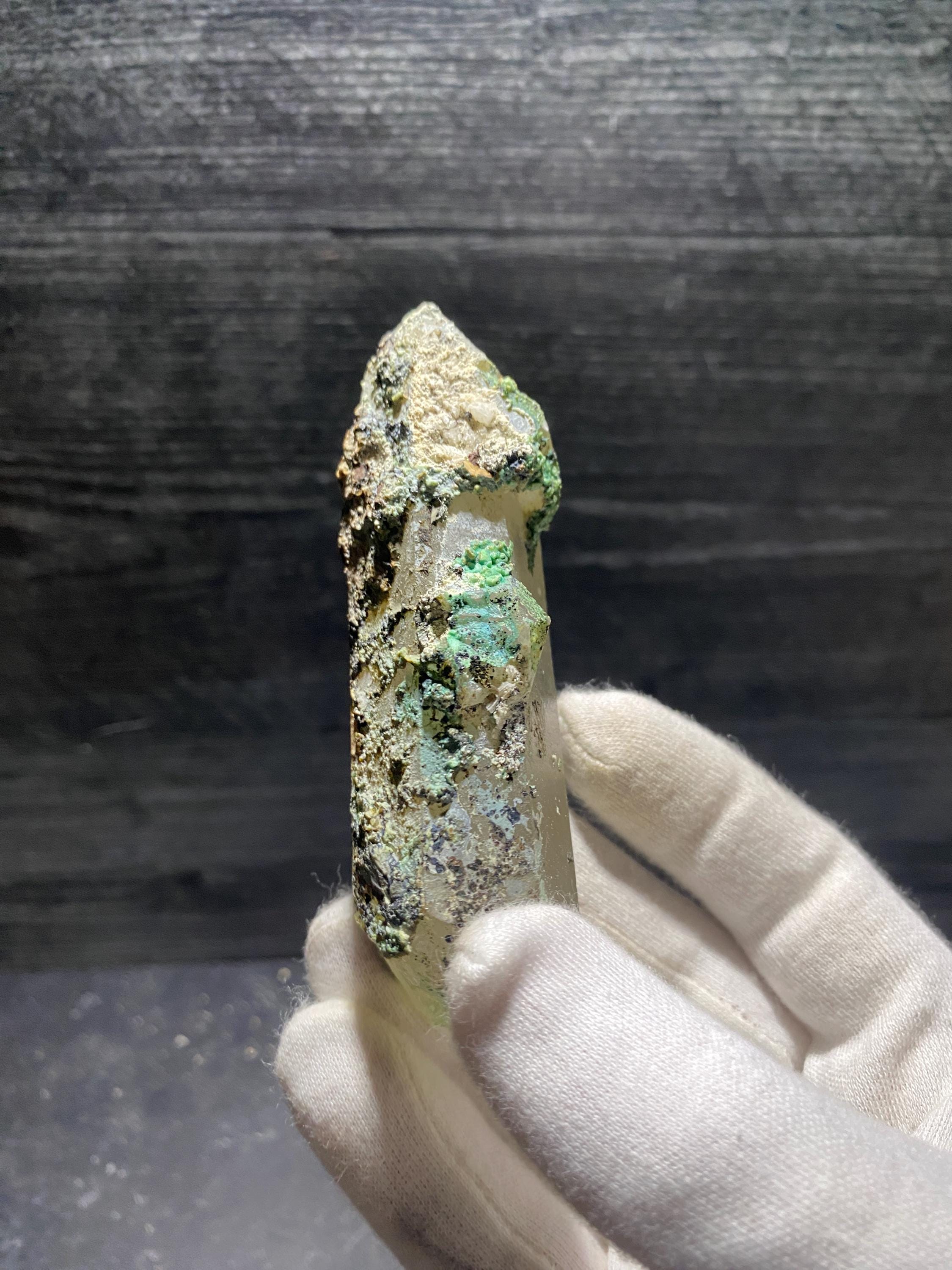 Peruvian Quartz Crystal Mineral Specimen With Blue Chrysocolla ...