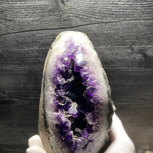 High Quality Deep Rich Purple Quartz Var Amethyst Geode Crystal Clusters On Matrix With Vug Mineral Specimen