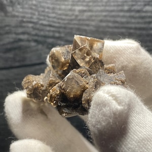 Rare Very Nice Columnar Hexagonal Calcite Shiny Crystal With Brown Aragonite & Pyrolusite Inclusions Etched Dissolution Mineral Specimen