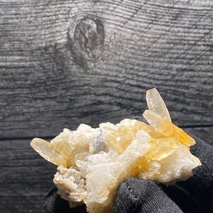 Beautiful Brownish Yellow Pyrolusite Included Calcites Crystal Point Cluster On Matrix Mineral Specimen  - Watch Vid