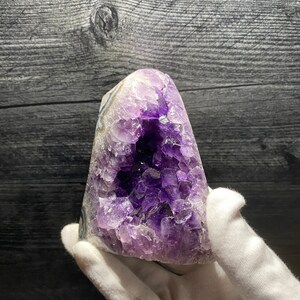 High Quality Deep Rich Purple Quartz Var Amethyst Geode Crystal Clusters On Matrix With Vug Mineral Specimen