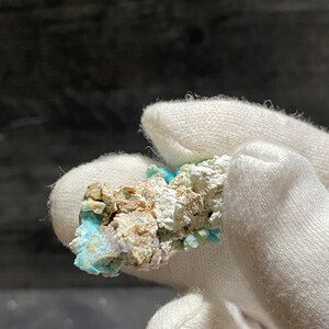 Blue Gibbsite Mineral On Matrix With White Aragonite Trace Mineral Specimen From Dachang Mine Qinglong Guizhou