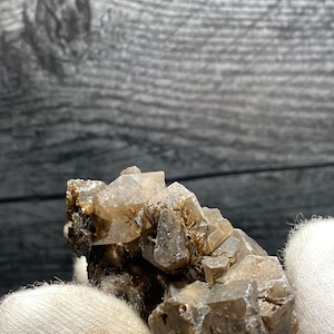 Rare Very Nice Columnar Hexagonal Calcite Shiny Crystal With Brown Aragonite & Pyrolusite Inclusions Etched Dissolution Mineral Specimen