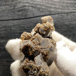 Rare Very Nice Columnar Hexagonal Calcite Shiny Crystal With Brown Aragonite & Pyrolusite Inclusions Etched Dissolution Mineral Specimen