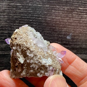 Beautiful Quartz Var Veracruz Amethyst Purple Crystal Cluster On Matrix Mineral Specimen With Calcite On Matrix