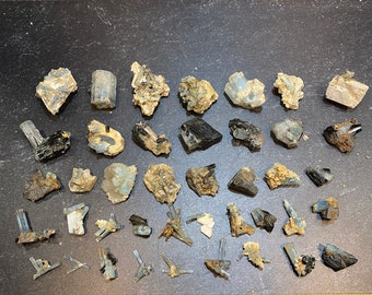 Namibia Aquamarine and Black Tourmaline Crystal Lot – Feldspar, Natural Points and Clusters
