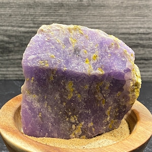 RARE Large Beautiful Gemmy Shiny Purple Lavender Coquimbite Crystals Mineral Specimen From Chile Amazing Contrast With Yellow Copiapite