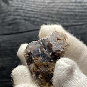 Rare Very Nice Columnar Hexagonal Calcite Shiny Crystal With Brown Aragonite & Pyrolusite Inclusions Etched Dissolution Mineral Specimen