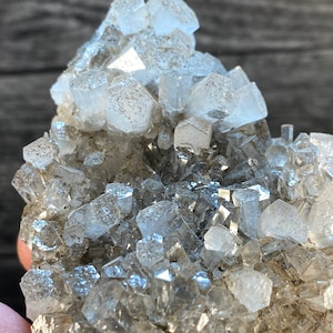 Columnar Calcite Crystal Clusters On Matrix | Hexagonal Clear Calcite Mineral Specimen From Fujian