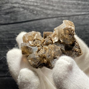 Rare Very Nice Columnar Hexagonal Calcite Shiny Crystal With Brown Aragonite & Pyrolusite Inclusions Etched Dissolution Mineral Specimen