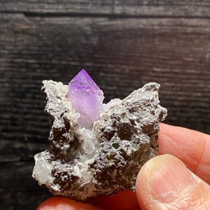 Beautiful Quartz Var Veracruz Amethyst Purple Crystal Cluster On Matrix Mineral Specimen With Calcite On Matrix