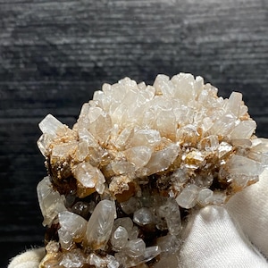 Beautiful Brownish Yellow Pyrolusite Included Calcites Crystal Point Cluster On Matrix Mineral Specimen  - Watch Vid