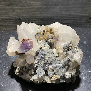 Beautiful Combo Specimen Of Calcite Matrix With Purple Fluorite Crystals Mineral Specimen On Matrix