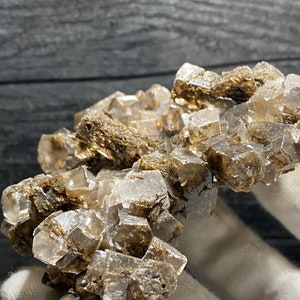 Rare Very Nice Columnar Hexagonal Calcite Shiny Crystal With Brown Aragonite & Pyrolusite Inclusions Etched Dissolution Mineral Specimen