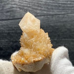 Yellow Orange Rhombic Calcite Crystal Clusters On Matrix Mineral Specimen From Hunan China
